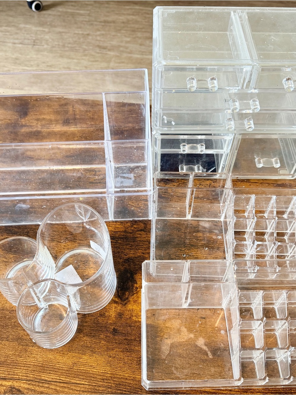 Clear Acrylic Makeup & Vanity Organizer Set - Transparent